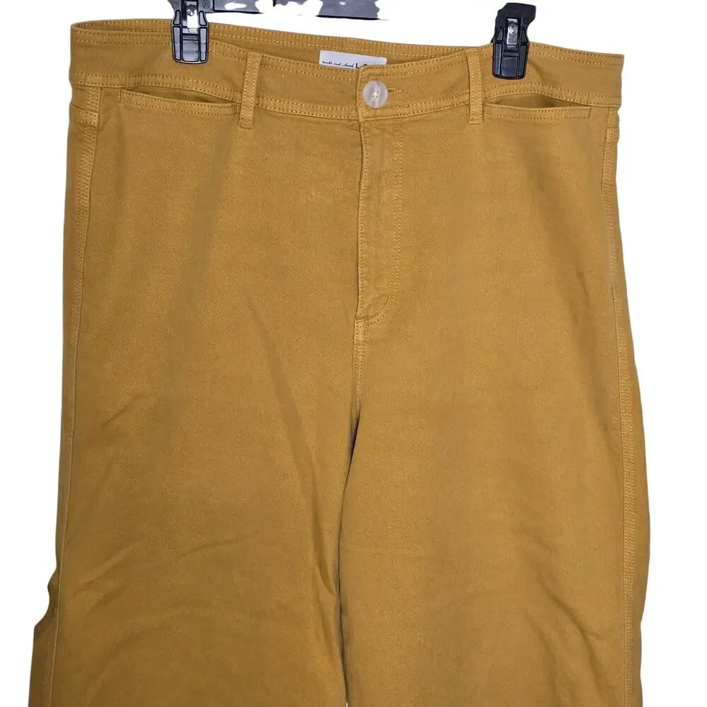 Loft Women's Mustard Yellow Cropped Jeans, Size 32/14,High Waist, Wide Leg - Picture 3 of 9